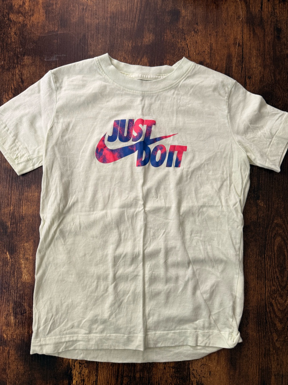 Nike Kids "Just Do It" Short Sleeve Tee with Pink & Blue Logo
